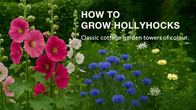 Hollyhocks in bloom